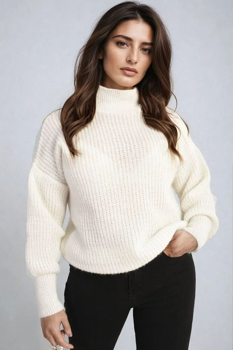 Women's Buttons Long Sleeves Chunky Knit Top