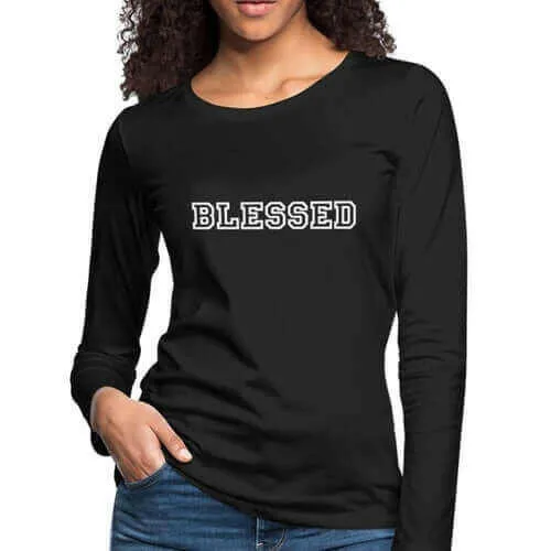 Womens Long Sleeve Graphic Tee, Blessed Print