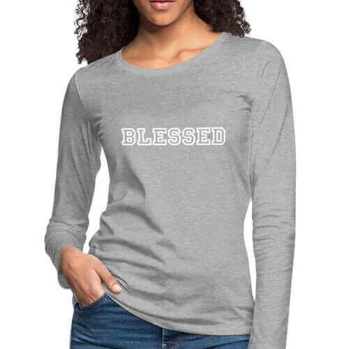 Womens Long Sleeve Graphic Tee, Blessed Print