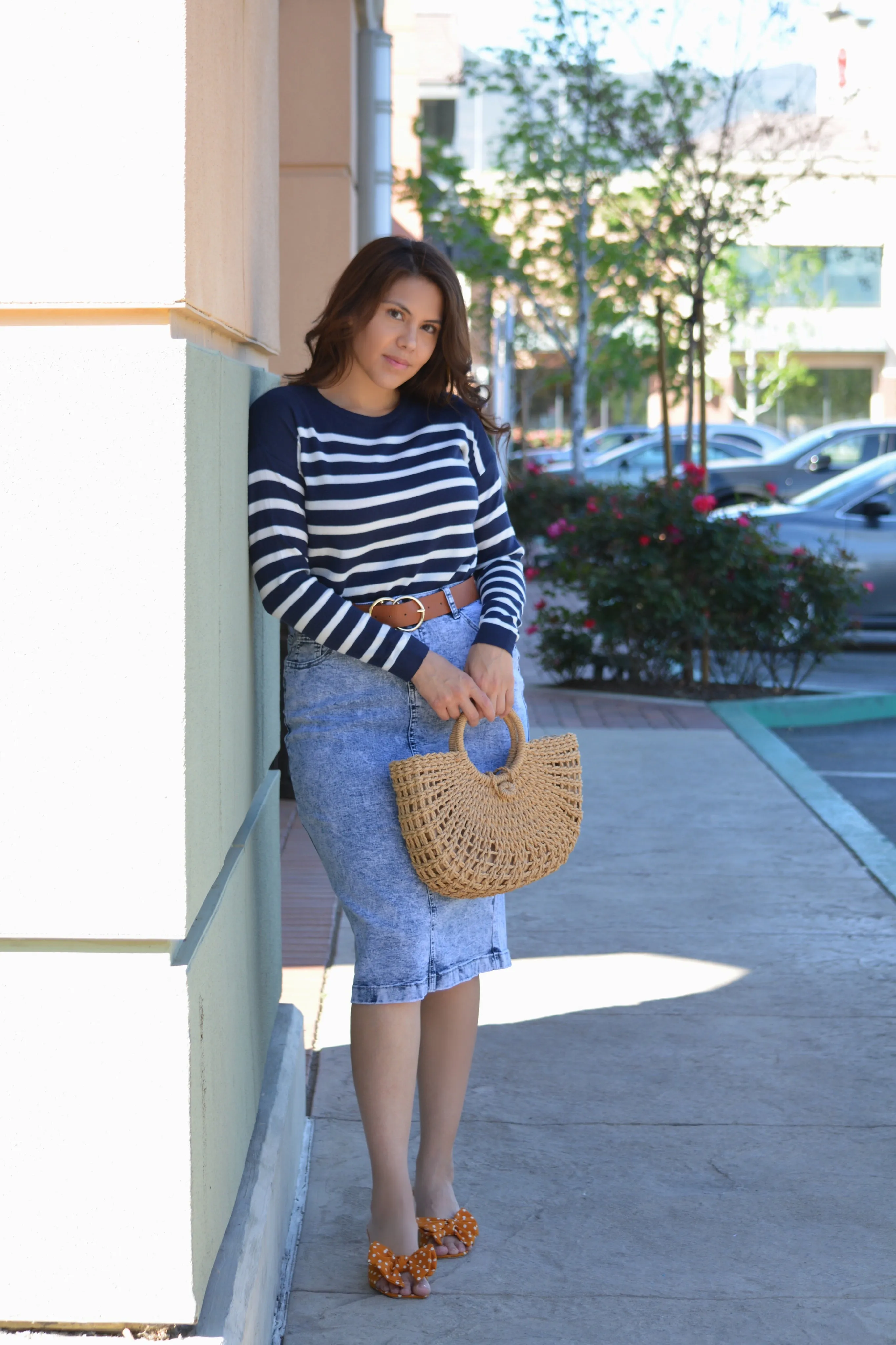 Zola Navy Striped Light Knit Top