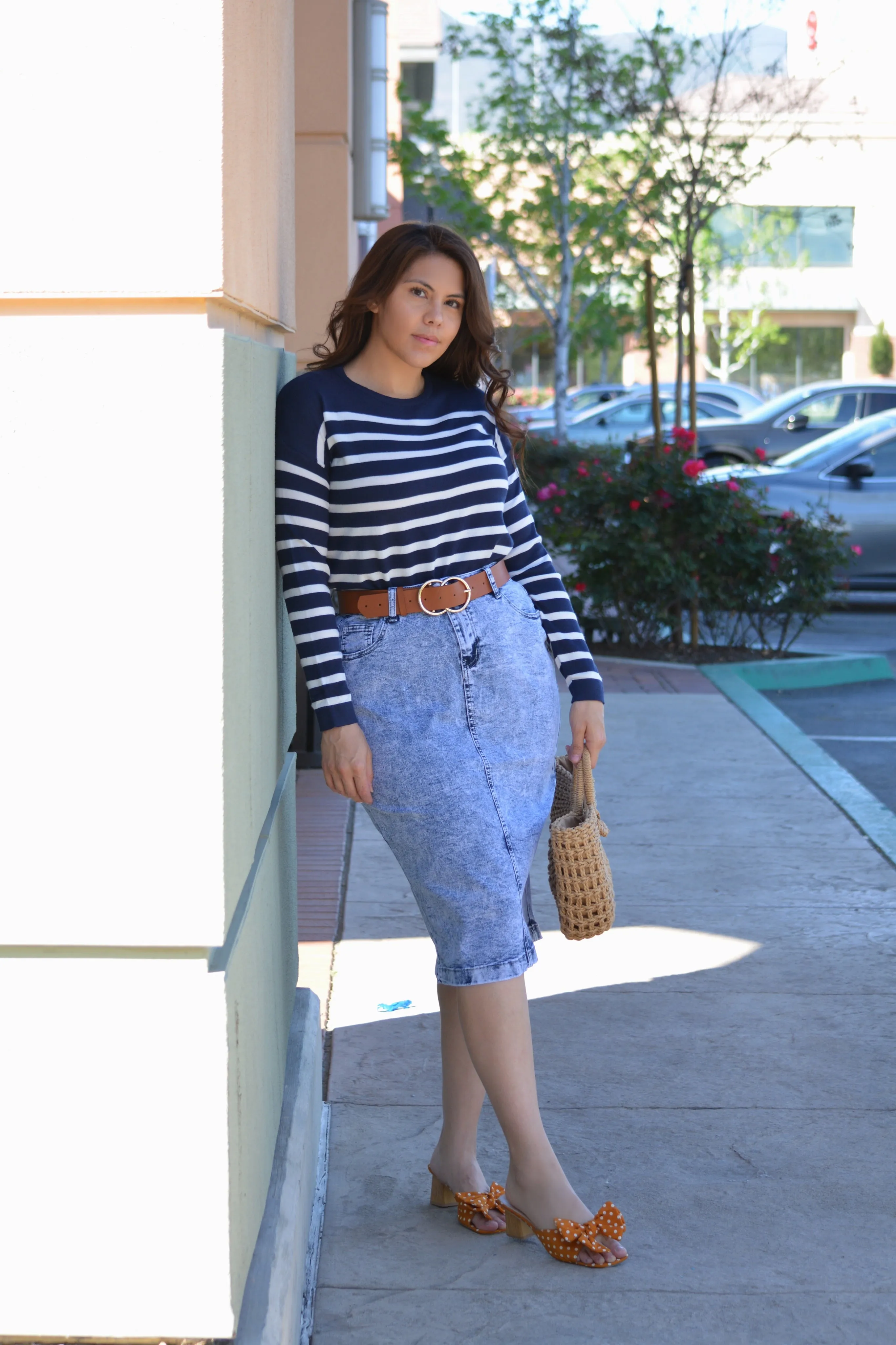 Zola Navy Striped Light Knit Top