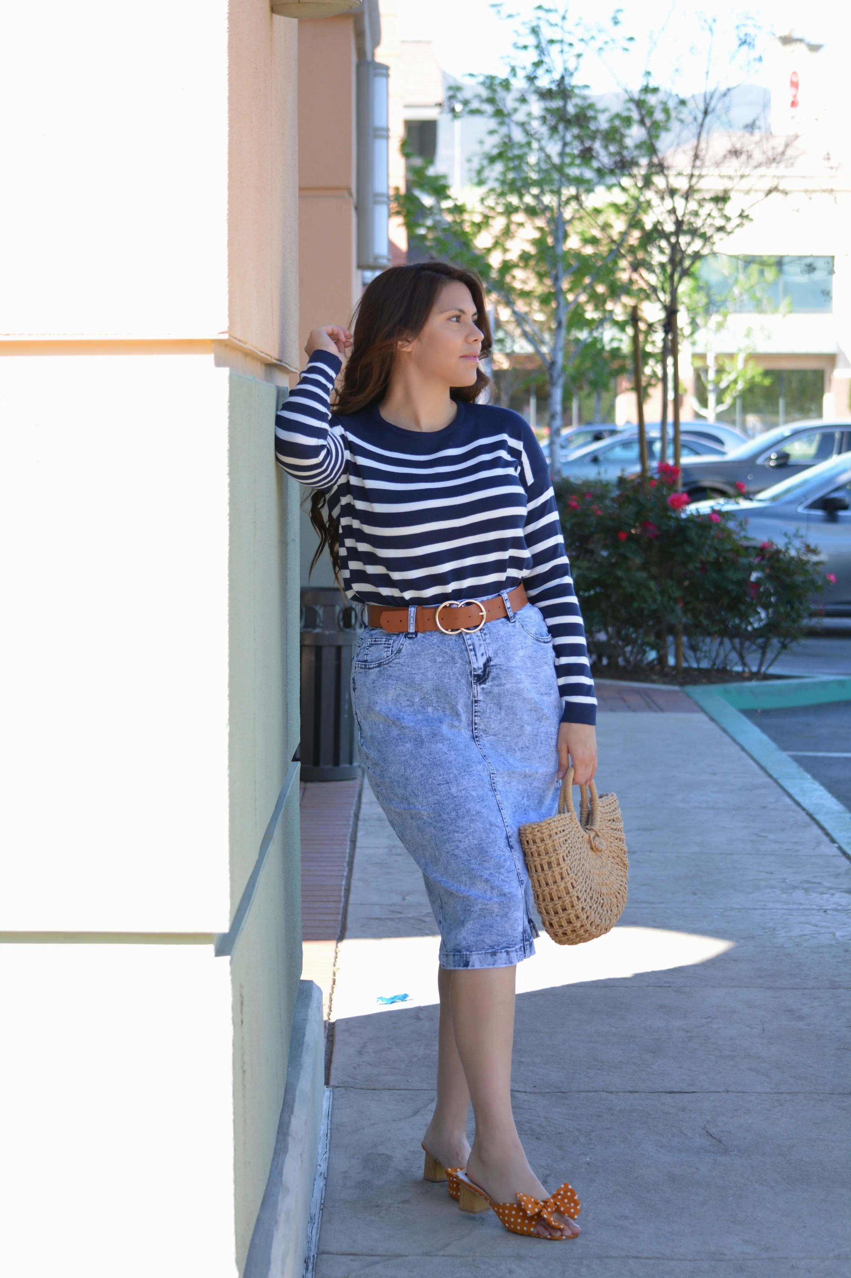 Zola Navy Striped Light Knit Top