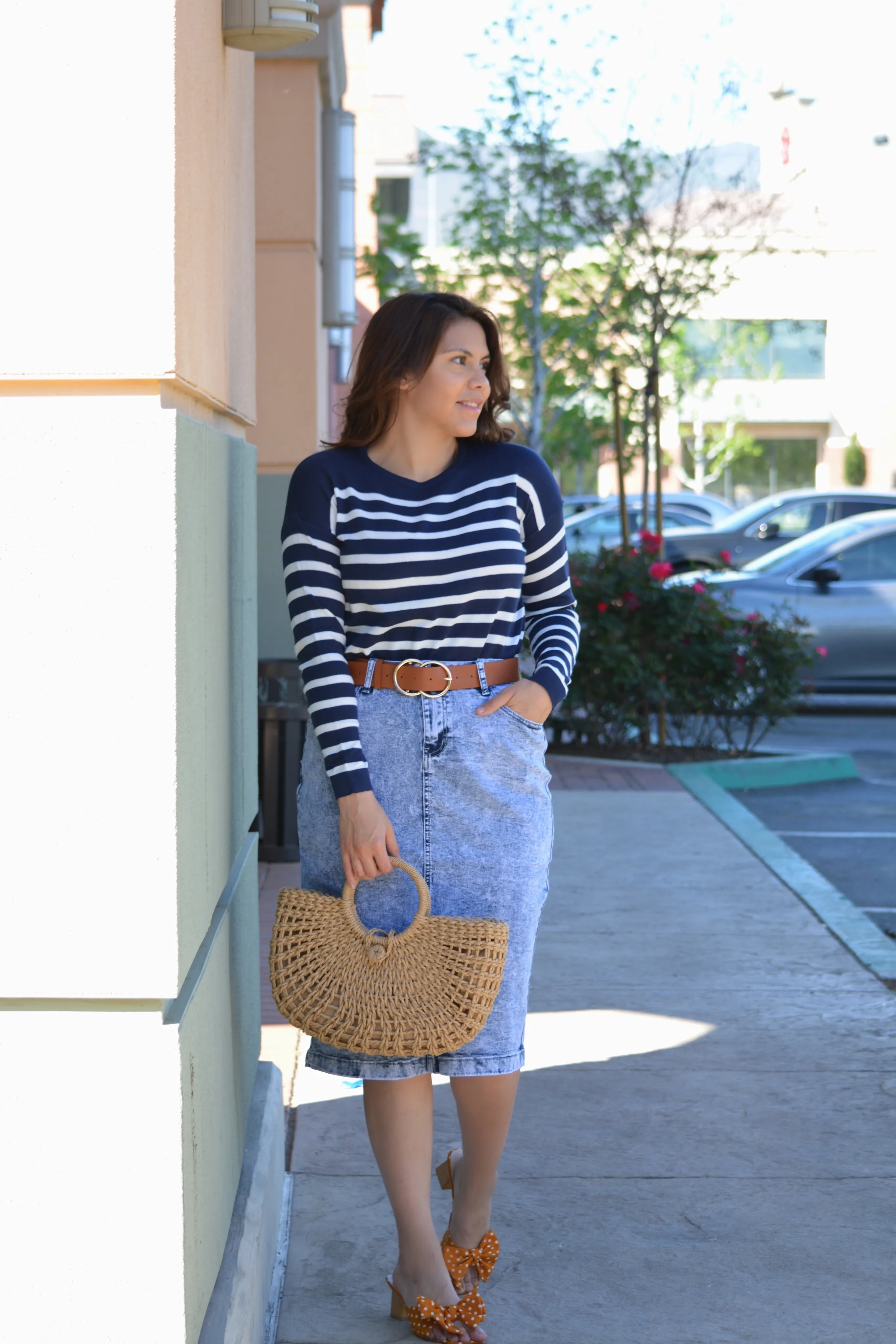 Zola Navy Striped Light Knit Top